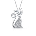 925 Sterling Silver CZ Cat Pendant Collection de conception simple